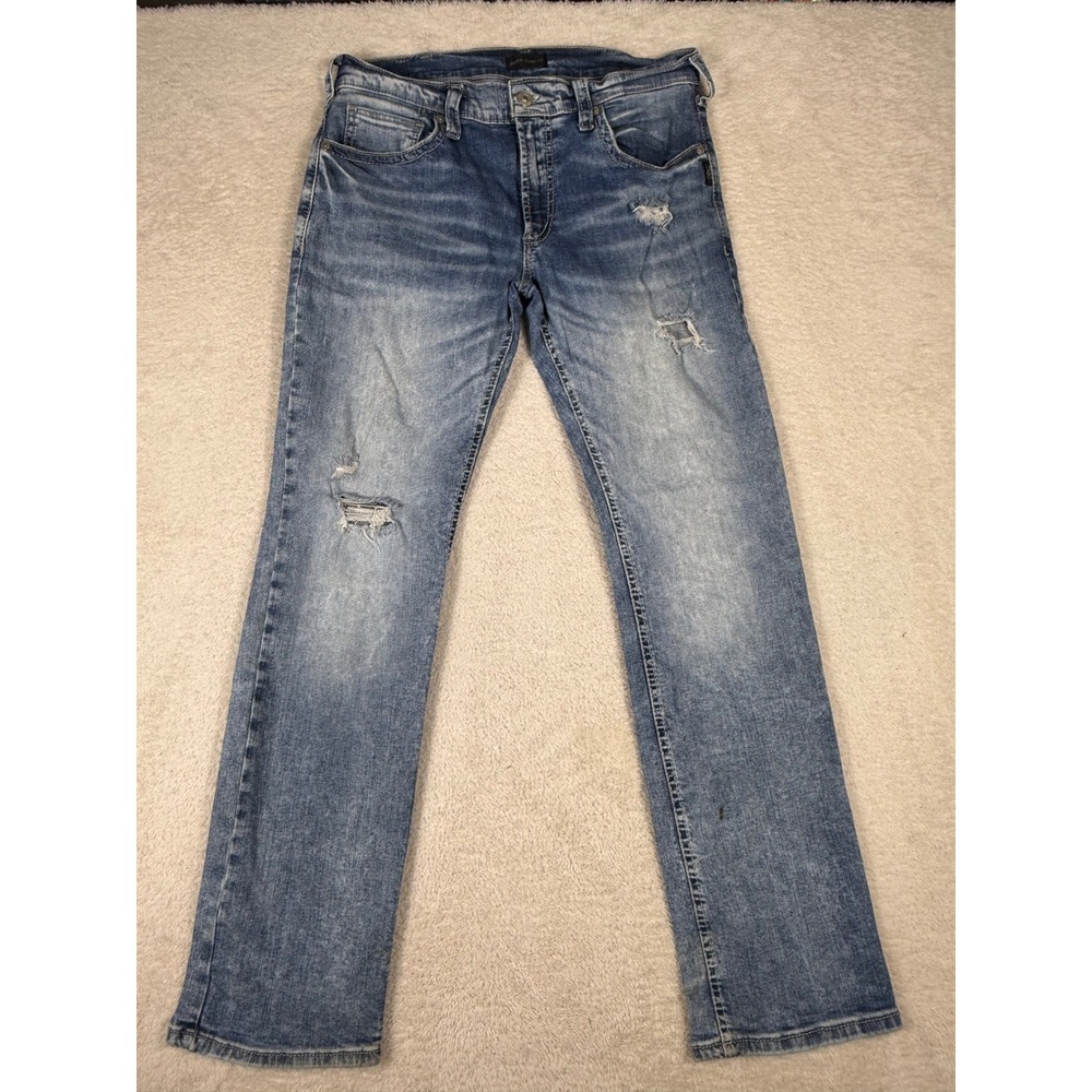 Silver Jeans Co Distressed Jeans Mens 33 Blue Fair Straight Leg Rugged Denim